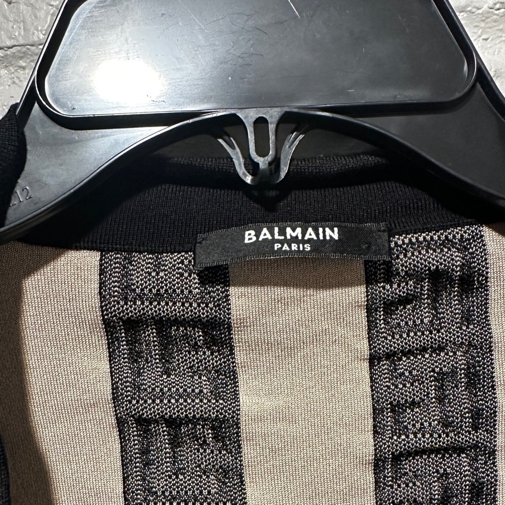 Balmain Monogram Pattern Wool Blend Button Cardigan Size 40 - Picture 12 of 16